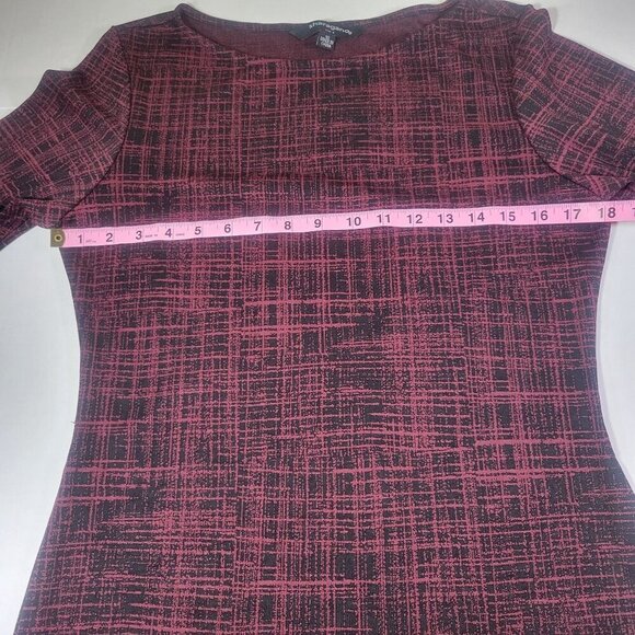 Sharagano Women Professional Red & Black Plaid Sheath Dress 3/4 Sleeves Size 10 - Picture 5 of 7